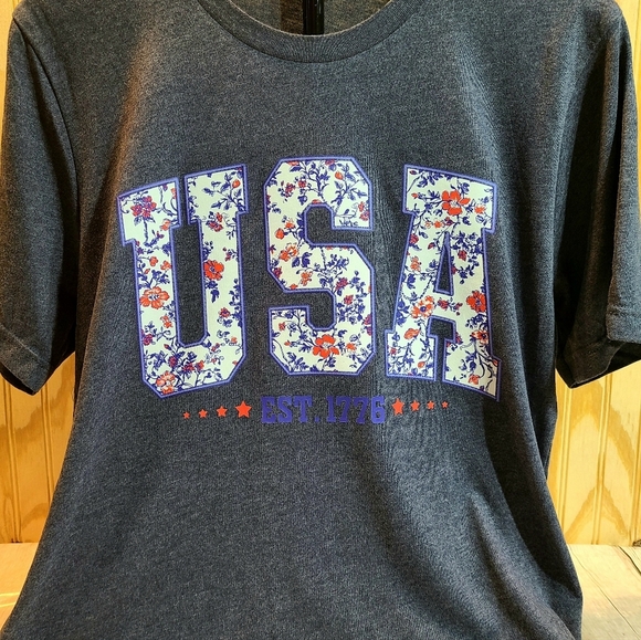 Floral USA Graphic Tee - Charcoal - Picture 6 of 14